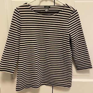 Ann Taylor navy and white striped blouse